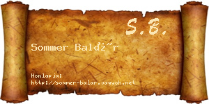 Sommer Balár névjegykártya